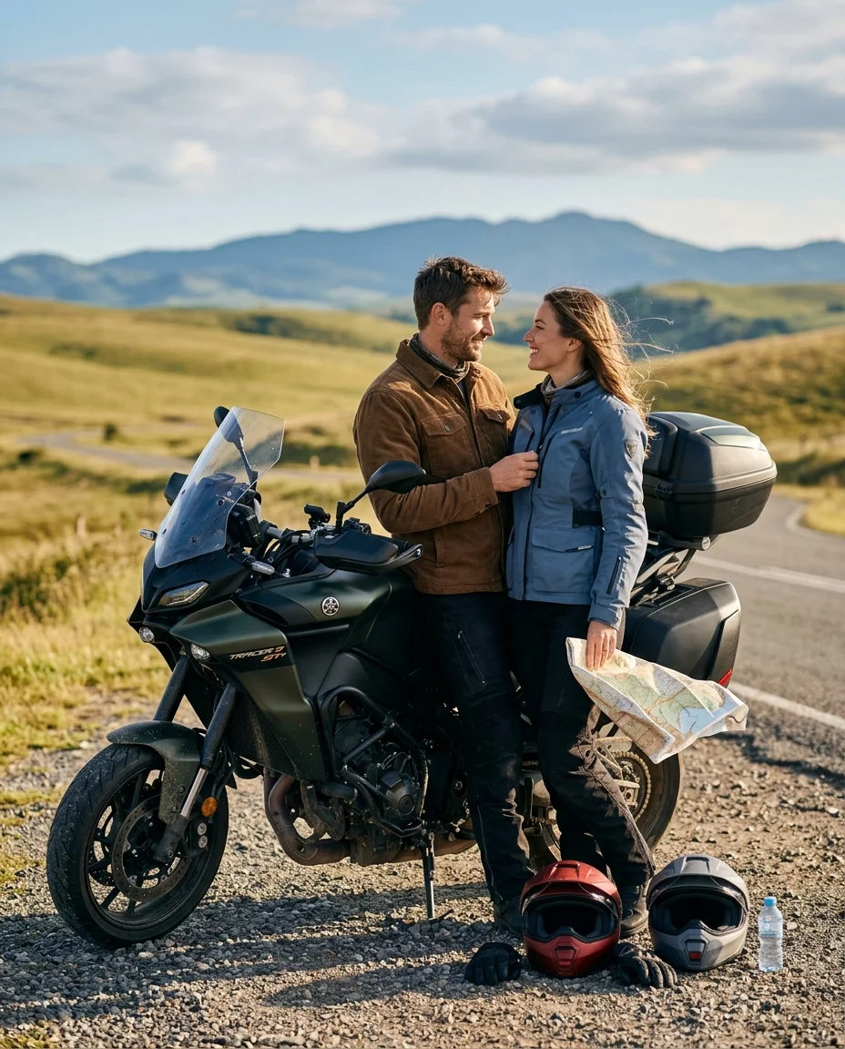 Motorcycle Roadside Portrait