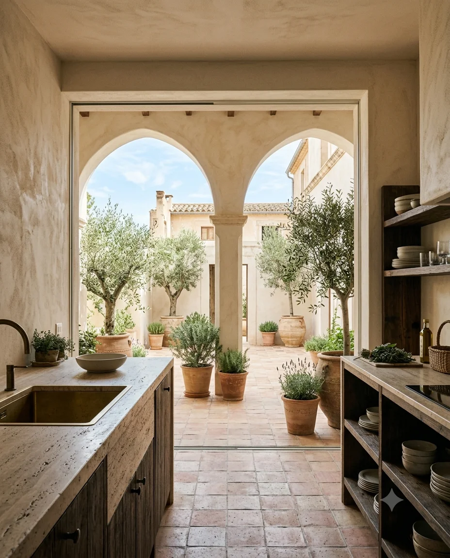 Mediterranean Courtyard Kitchen