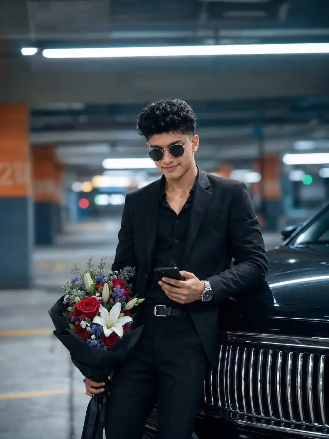 Cinematic Car Black visual with cinematic car black lighting incorrect background depth