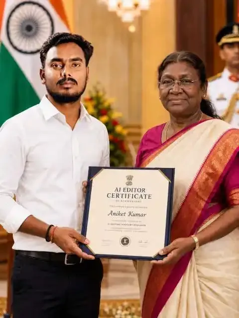 सिनेमाई भारतीय औपचारिक बाल राष्ट्रपति द्रौपदी मुर्मू के साथ सिनेमाई भारतीय औपचारिक दृश्य