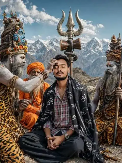सिनेमाई भारतीय पारंपरिक सफेद साधु आदमी के साथ सिनेमाई भारतीय पारंपरिक सफेद दृश्य
