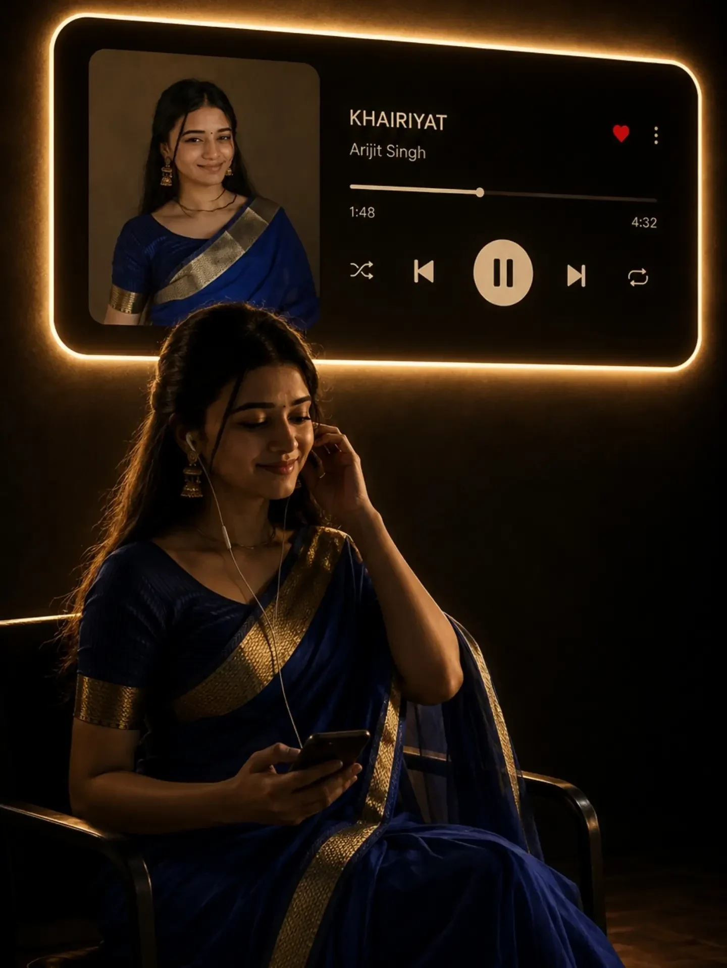 Cinematic Studio Player visual with cinematic studio player card album golden dark