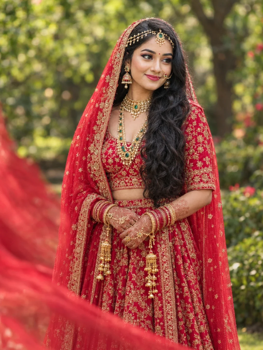 Gold Bridal Outdoor visual with gold bridal outdoor face indian red cinematic