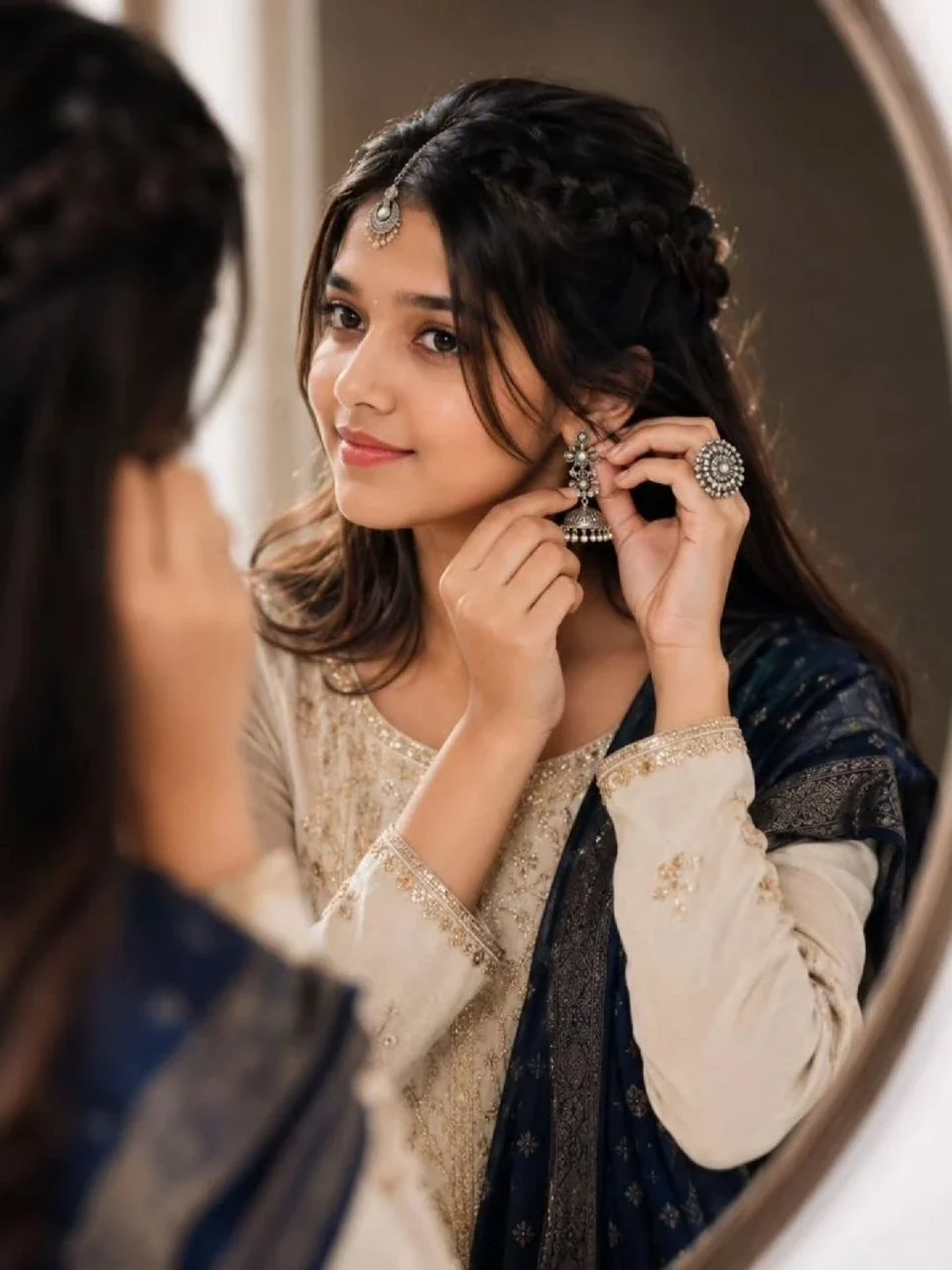 Indian Traditional She visual with indian traditional she her mirror soft high-resolution