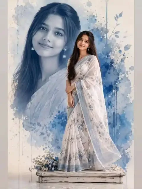 Indian Traditional Studio visual with indian traditional studio artistic woman blue high-quality