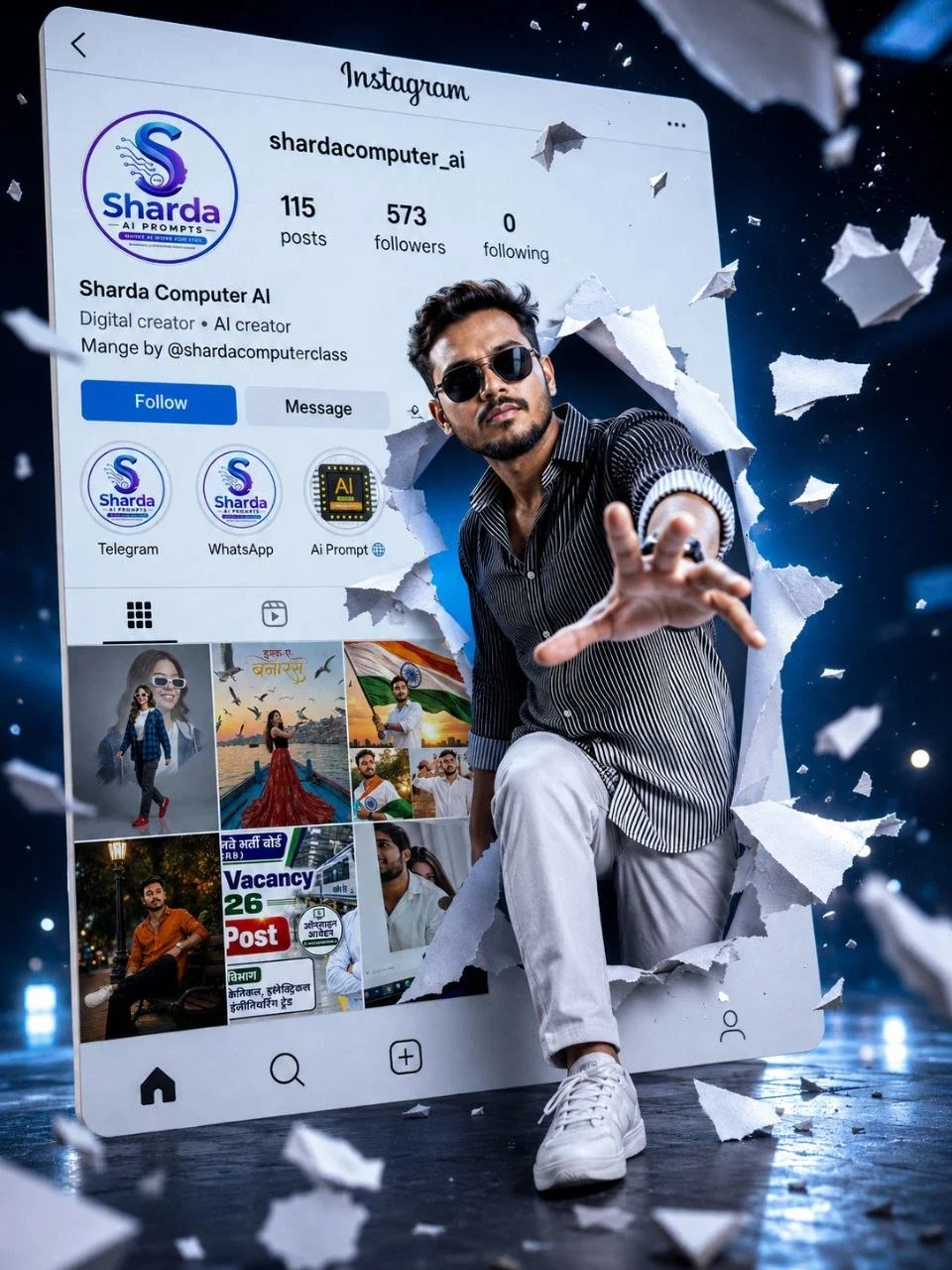Instagram पोस्टर कार्ड दृश्य instagram पोस्टर कार्ड सिनेमैटिक स्टूडियो सोशल प्रोफाइल के साथ