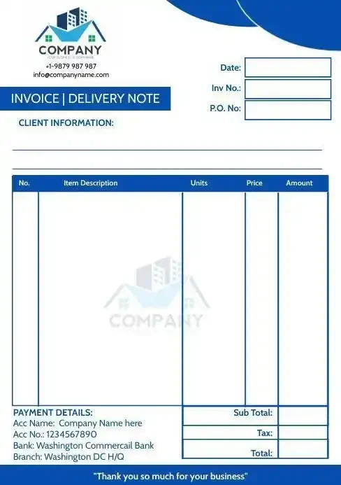 Letterhead Design Promt Blue visual with blue text business white logo below table