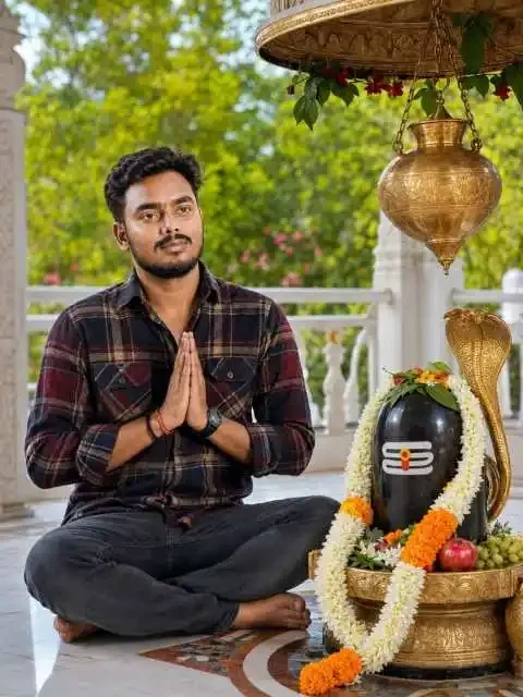 महादेव प्रॉम्प्ट गोल्डन विज़ुअल गोल्डन टेम्पल सिनेमाई भारतीय पारंपरिक शिवलिंग सॉफ्ट के साथ