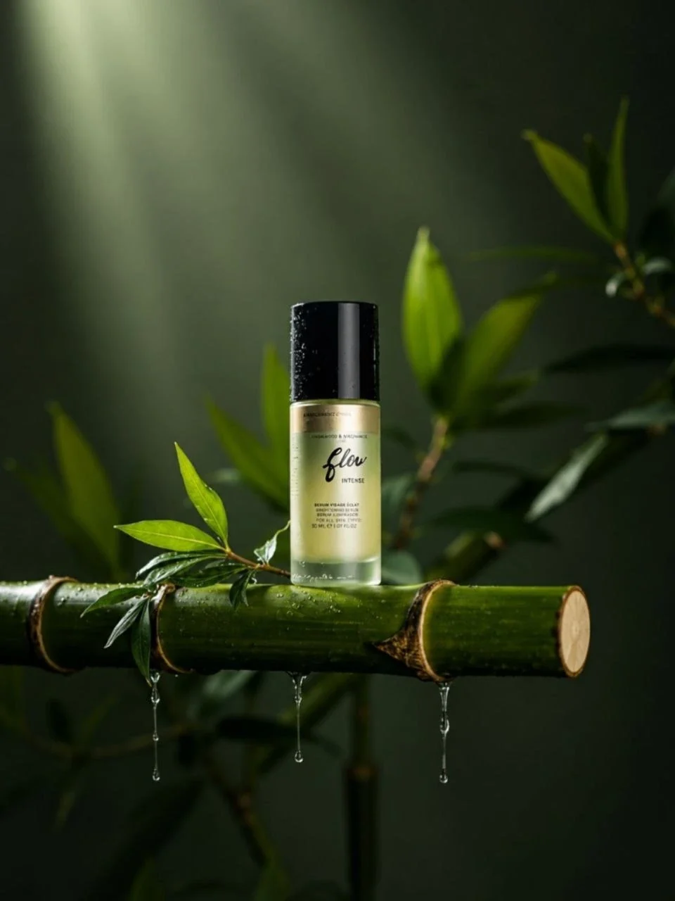 Product Cinematic Studio visual with product cinematic studio should luxury bottle bamboo