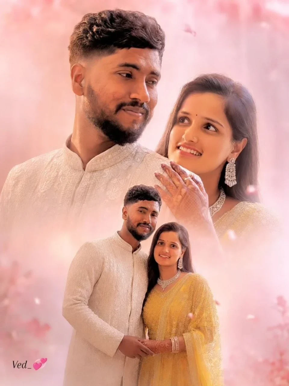 साधी एलबम शादी के दृश्य के साथ भारतीय जोड़े के सिनेमाई चेहरे, सुंदर मुलायम