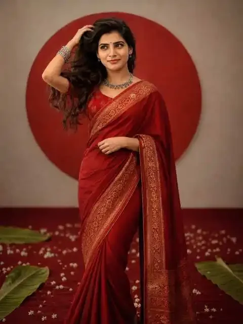 Story Studio Indian Cinematic Fashion visual with studio indian cinematic fashion red her saree