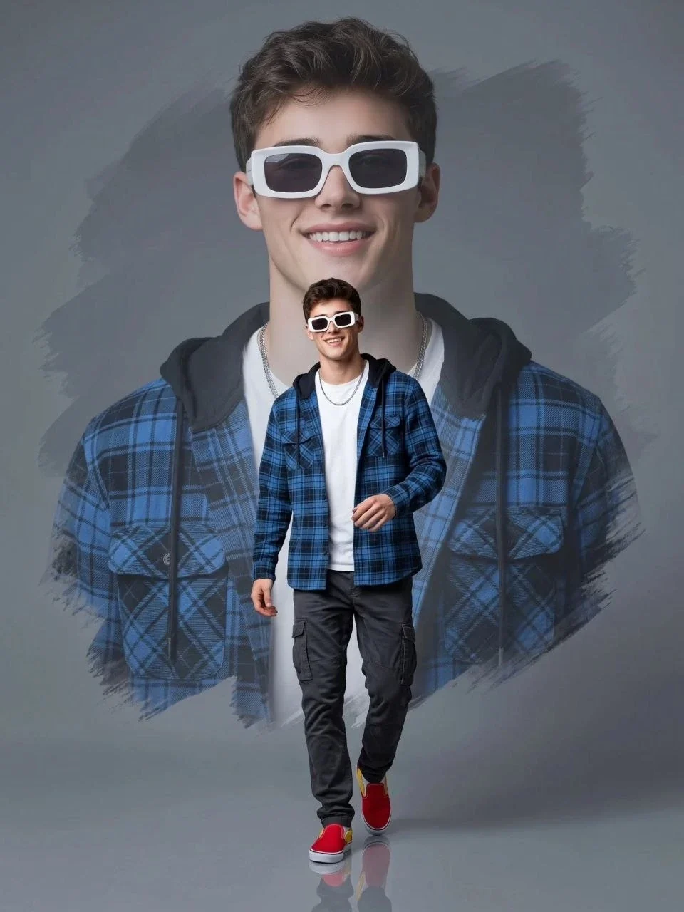 Studio Person His visual with studio person his face logo foreground subject